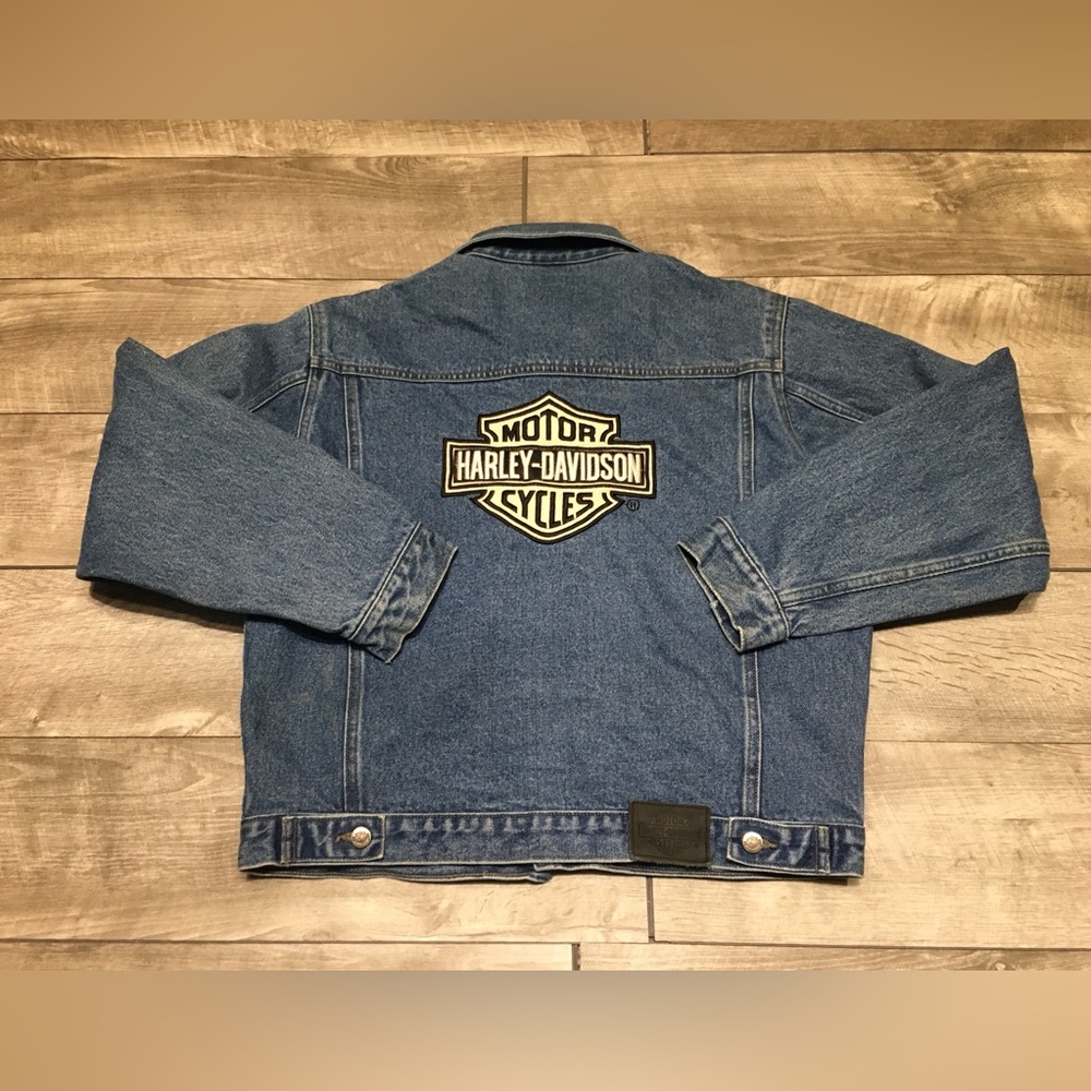 Vintage Harley-Davidson Motorcycles Blue Denim Jean Jacket Womens Size XLarge 18